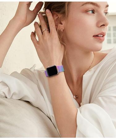 Rabini Metal Magnetic Band Compatible with Apple Watch 38mm 40mm 41mm 42mm 44mm 45mm 49mm  Rainbow Stainless Steel Mesh Loop Bands for iWatch SE Ultra Series 8 7 6 5 4 3 2 1 Women Men  Multicolor 1-Multicolor 38mm/40mm/41mm - Buy Online on SooperMarket.com