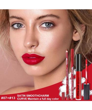 Matte Ruby Red Lip Liner and Lipstick Set | Waterproof 24H Matte Liquid Lipstick with Lip Liner | Long-Lasting Kit for Gorgeous Lips - Buy Online on SooperMarket.com