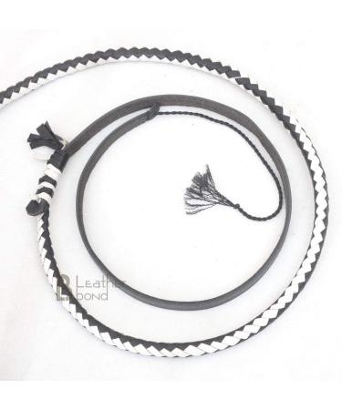 Genuine Cow Hide Leather Bullwhip 10ft 12 Plait - Black & White - Buy Online on SooperMarket.com