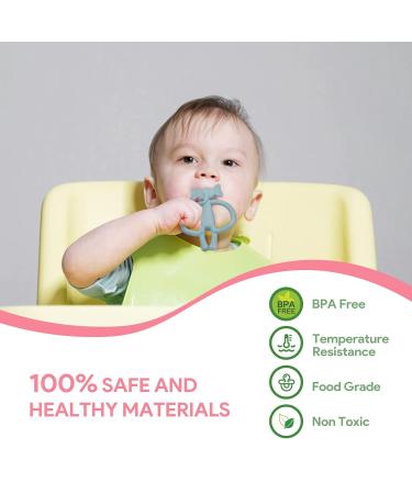 Clundoo Baby Biting Toys - Silicone Elephant & Rabbit Dental Aids for 3-24 Months - Soothe Sore Gums with Comfortable Bite Rings - Buy Online on SooperMarket.com