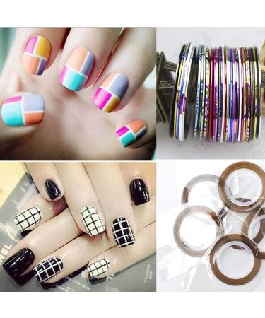 10 Rolls Mixed Colorful Nail Art Striping Tape Lines Width 2mm-Striping Tape for Nail Art-Nail Striping Tape Foil-Nail Striping Tape Thick-Nail Striping Tape with Dispenser-Self-Adhesive DIY Nail Art Tape - Buy Online on SooperMarket.com