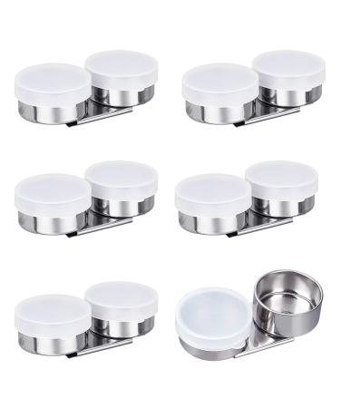 FINGERINSPIRE 6Pack Double Dipper Palette Cup Stainless Steel Palette Cup with Plastic Lid and Stainless Steel Clip for Oil Painting Drawing Inner Diameter: 1.4inch