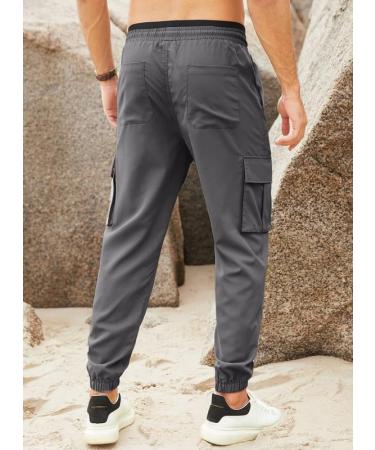 Elegancity Men's Cargo Pants | Casual Jogger Work Trousers with Drawstring | Regular Fit Sweatpants Sports Bottoms | Pockets (Size 38-46) - Gray - Buy Online on SooperMarket.com