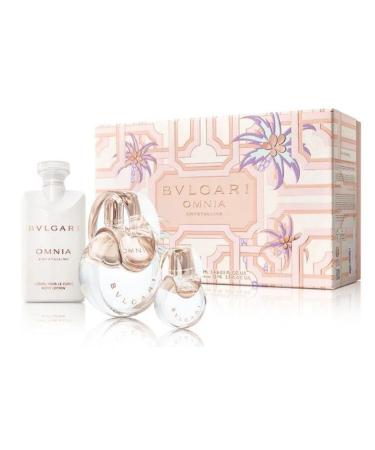 BVLGARI Omnia Crystalline 3-Piece Set for Women (3.4 Oz Eau De Toilette Spray + 0.5 Oz Eau De Toilette Spray + 2.5 Oz Body Lotion) 6.4 Fl Oz (Pack of 1)