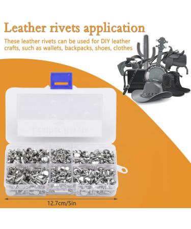 240 Sets TLKKUE Leather Double Cap Rivets - DIY Leather Craft Kit for Bags, Clothes, Shoes, Belts - Silver Decorative Rivets - Buy Online on SooperMarket.com