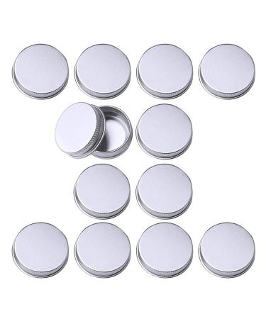 ZHIYE Aluminium Screw Pots 12 pieces 15ml Tin Balm Cosmetic Make Up Jar Round Cream Containers Silver Color