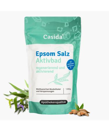 Casida EPSOM Salt Active bath with natural rosemary oil eucalyptus oil - magnesium sulfate bathroom - muscle and joint welfare - 1000 g - original epsom salt