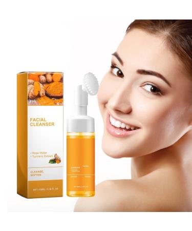 Yaper Turmeric Facial Cleanser Helps Face Deep Clean PoresScrub Exfoliating Turmeric Glow Face Wash With Brush. (1Pcs)