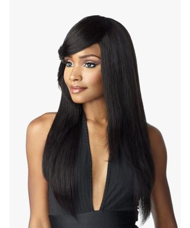 Sensationnel 100% Human Hair Empire Clip In Bangs - SIDE SWEPT BANG (Color:1B Off Black) - Buy Online on SooperMarket.com