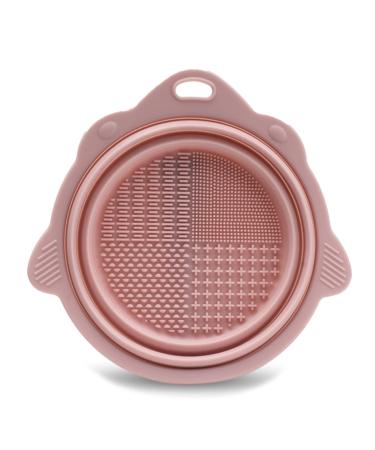 Makeup Brush Cleaner Mat Silicone Cleaning Bowl Scrubber Brush Portable Cleaning Tool Makeup Sponge Powder Puff Silicone Makeup Brush Cleaner Makeup Sponge Cleaner Cosmetic Brush Cleaning Tool Pink