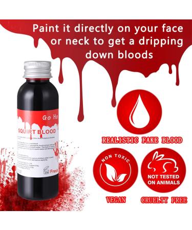 Go Ho Fake Blood Makeup (2 oz) - Realistic & Washable Halloween Blood for Scar Wound, Cosplay, SFX - Zombie & Vampire Effects - 2 OZ - Buy Online on SooperMarket.com