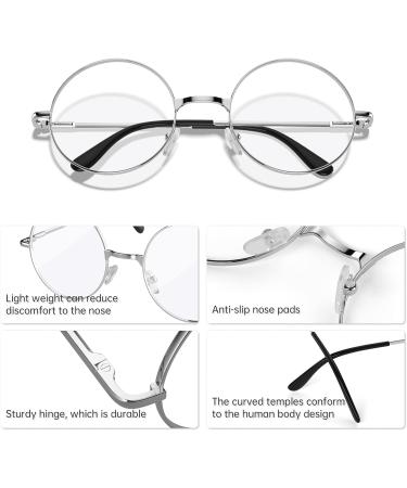 Shop 3-Piece Retro Round Glasses | Unisex Vintage Metal Frame & Clear Lenses - Perfect for Decoration! - Buy Online on SooperMarket.com