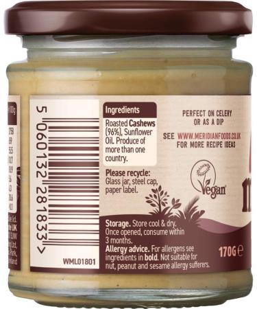 (2 Pack) - Meridian - 100% Crunchy Cashew Butter | 170g | 2 PACK BUNDLE - Buy Online on SooperMarket.com