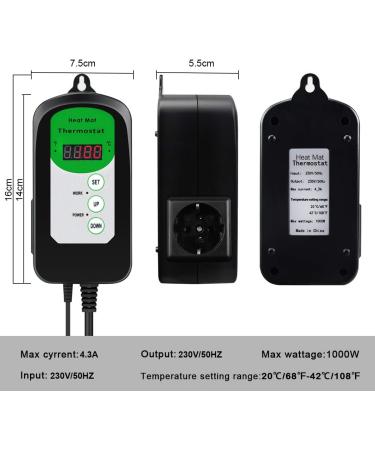 RIOGOO Digital Heat Mat Thermostat Controller - Perfect for Seed Germination Reptiles & Brewing | 68-108 Temperature Control 1 Pack - International Shipping Available - Buy Online on SooperMarket.com
