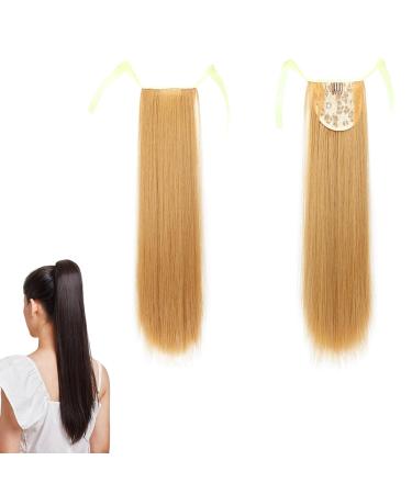 prinfantasy Blonde Wig Clip In Ponytail Hair Extensions Light Brown Curly Long Hair Extensions Clip In Ponytail Fake Ponytail Extension Long Hair Bright Blonde GBMW040 GBMW040 22 inch