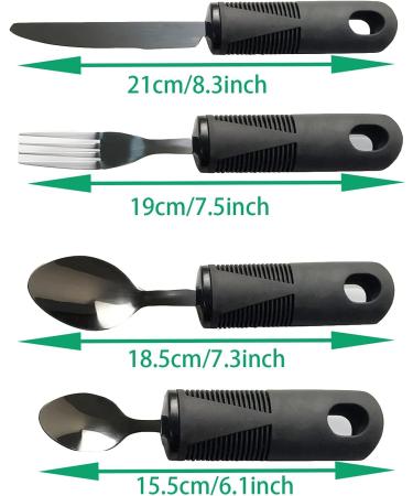 Healthman Adaptive Tableware 4-pieces Dinnerware with Non-Slip Handle Suitable for People with Inconvenient Hands and The Elderly Weightless Adaptive Eating Flatware - Buy Online on SooperMarket.com