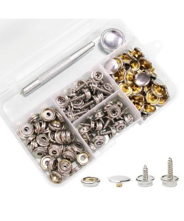 Snaps Kit for Boat Cover Canvas Screws Snaps Buttons Tool Marine Grade Sewing Fastener with 2Pcs Setting Tool (60pcs)