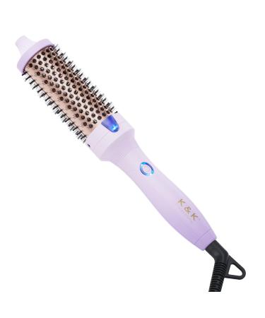 K&K 1.5 inch Thermal Brush Volumizing Brush Heated Curling Ceramic Tourmaline Ionic Curling Iron Quick Heating Makes Hair Silky Smooth Dual Voltage Straightening Round Design (Purple 1.5 Inch) 1.5 Inch Purple