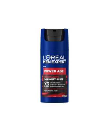 NEW L'Or al Men Expert Power Age Moisturiser Hydrating & Revitalising Hyaluronic Acid Moisturiser for Men designed for Ageing Dry & Dull Skin 100ml 100 ml (Pack of 1)