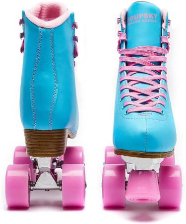 Goupsky Roller Skate Shoes for Women/Youth - Retro 4 Wheels Quad Skates - Blue Size 9 - Indoor & Outdoor - Buy Online on SooperMarket.com