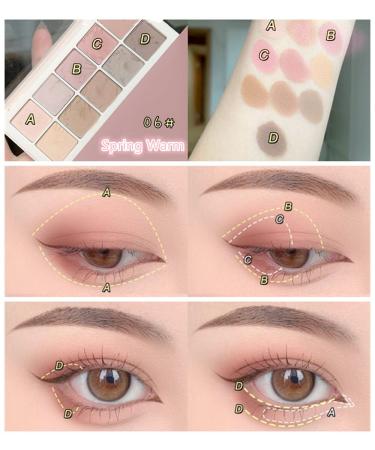 Go Ho 10 Color Matte Eyeshadow Palette - Highly Pigmented Waterproof Shadows in Light Pink & Brown - Spring Warm Collection - Buy Online on SooperMarket.com