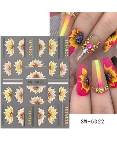 Duduikalor 5D Sunflowers Nail Stickers - Self-Adhesive Decals for Acrylic Nail Art - Buy Online on SooperMarket.com