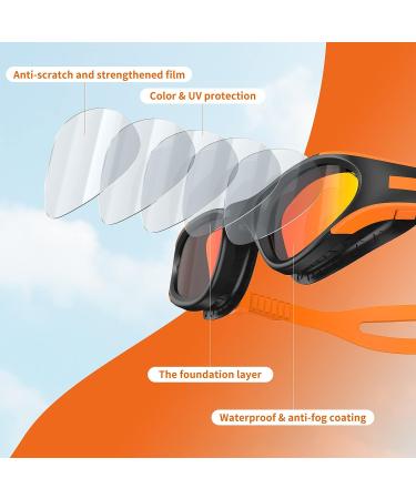 SwimStars Adult Swim Goggles - Anti-Fog UV Protection, No Leaking, Orange/Black Mirrored Lens for Pool & Open Water Swimming - Buy Online on SooperMarket.com