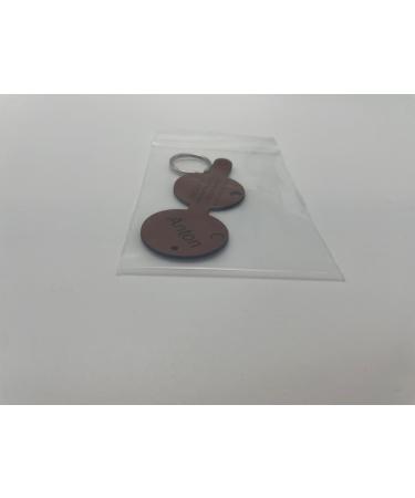 Customizable Brown Dog Pocket with Push Button Engraving - Round Pear Design | Synthetic Leather | Double-Sided Engraving | 30mm Diameter | Perfect for Pet Lovers - Buy Online on SooperMarket.com