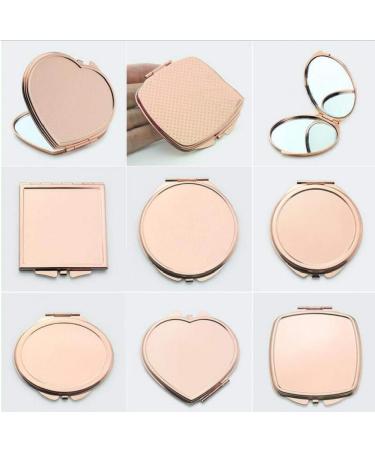 TOSSPER Compact Round Makeup Mirror - Folding Rose Gold Pocket Mirror for Travel & Camping - Heart-Shaped Style 2 - Buy Online on SooperMarket.com