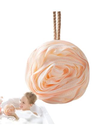 Shower Ball Sponge | Large Rose Bath Sponge | Portable Bath Balls with Lanyard Cute Bath Supplies for Bathroom Home Apartment Dormitory Pink