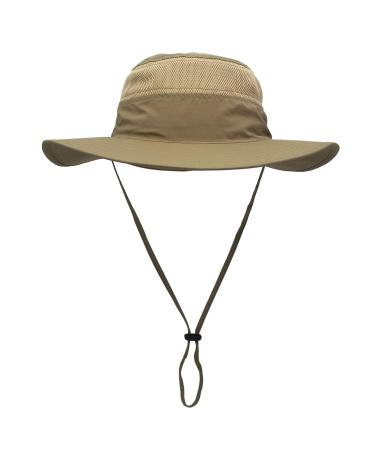 Outfly Wide Brim Sun Hat for Men Mesh Bucket Hat Lightweight Bonnie Hat Outdoor Fishing Hat 55-60 Deep Khaki