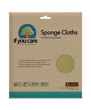 If You Care Sponge Cloths – 5 Count – 100% Natural Cleaning Rags for Kitchen, Bathroom, Home Countertop Surfaces – Absorbent, Reusable, Machine Washable, Compostable