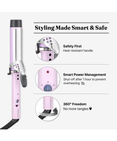 VODANA Professional GlamWave 1.6" Ceramic Curling Iron - Long-Lasting Lavender Curls Instant Heat Hair Curler - International Shipping Available - Buy Online on SooperMarket.com