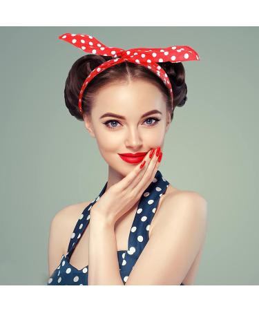 Lusofie Black Red Polka Dot Headband Set - Cute Bow Wire Bandana Headwrap for Women and Girls - Buy Online on SooperMarket.com