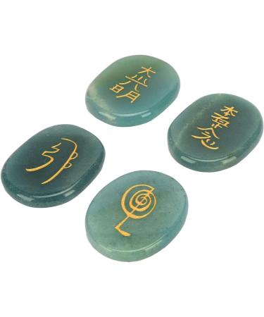 Rune Stones Reiki Oval Witch Set 4Pcs Stones Crafts Hobbies (Green) - Buy Online on SooperMarket.com