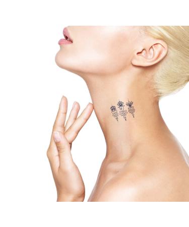 Unalome Lotus Semi-Permanent Tattoo - 4 Sheets, Navy Blue, Lasts 1-2 Weeks | Adult Men & Women Chest, Neck, Arm | Spiritual Symbol - Buy Online on SooperMarket.com