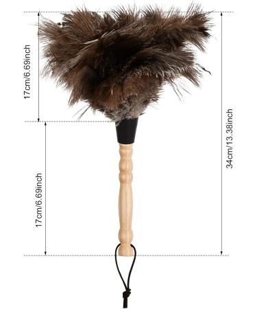 Kioiner Ostrich Feather Duster 34cm/13.3inch Antistatic Natural Ostrich Feather Duster Fluffy Feather Duster with Wooden Handle for Home Office Car Keyboard Blinds Bookcase Furniture - Buy Online on SooperMarket.com