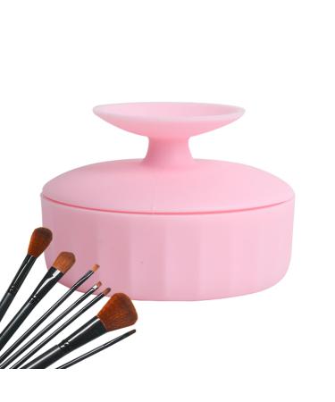 Wontool Makeup Brush Cleaning Mat | Silicone 4 in 1 Cleaning Bowl and Mat Portable Washing Tool Cosmetic Brush Cleaner for Easy Cleaning Pink