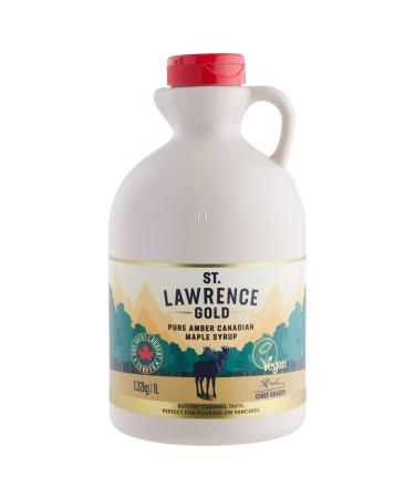 St Lawrence Gold 100% Pure Canadian Maple Syrup 1 Litre - Grade A Amber - Rich Caramel Butter Syrup for Pancakes Waffles Cooking and Glazing - Gluten Free Vegan Bulk Buy Standard 1 l (Pack of 1)