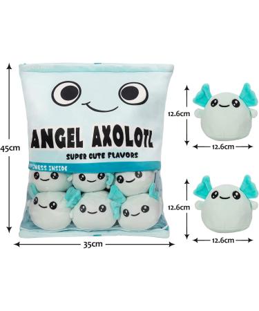 HXPLN Cute Snack Pillow Axolotl Plush Doll - Kawaii Pudding Cushion Gift for Kids - 6 Blue Axolotls Included - Buy Online on SooperMarket.com