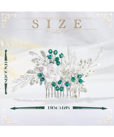 IYOU Women Wedding Hair Comb Silver Flower Headpiece Leaf Beads Hair Piece Guest Prom Hair Accessories for Bride and Bridesmaid - Buy Online on SooperMarket.com
