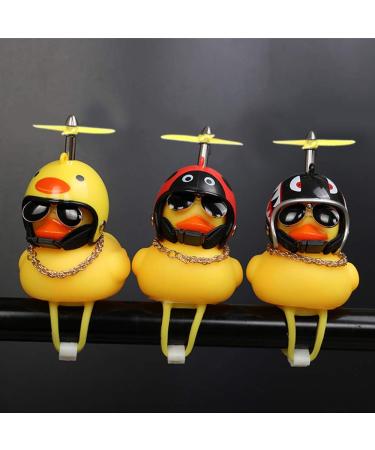 2Pcs Yellow Duck Car Ornaments - Squeeze Duck Dashboard Decorations with Propeller Helmet - Wonuu Rubber Duck Bicycle Horns for Fun and Safety - Buy Online on SooperMarket.com