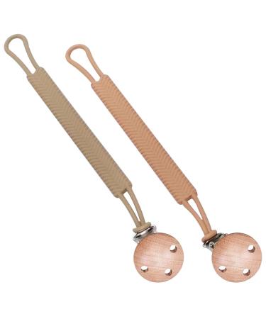 Silicon Dummy Clip Newborn Essentials Mam Dummy Clip for Baby Boys and Girls Soft Flexible Dummy Clips Fits All Pacifier Clips Dummy Holder and Baby Teething Toys Mam Soother Clips(Brown/Orange)