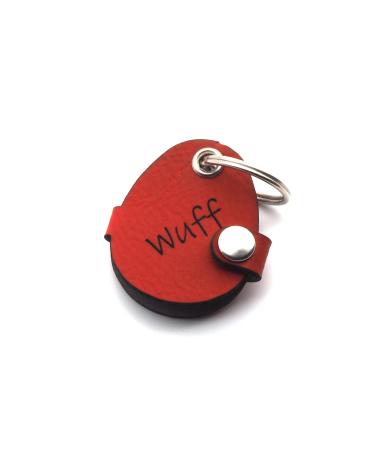 Copter farm dog brand bag for dogs on the collar |With engraving push button |Art leather real leather |Dog brand |Gravated individually on both sides (red oval) red oval