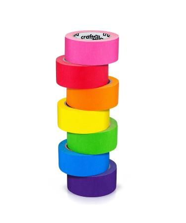 Craftzilla Colored Masking Tape 7 Roll Multi Pack - 210ft x 1in Rainbow Craft Tape - Buy Online on SooperMarket.com