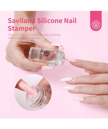 Saviland Nail Stamp Set 03 - Sheerness Jelly French Tip & Pink Gel Polish | Nail Accessories & Stamper for Stunning French Nail Designs - Buy Online on SooperMarket.com