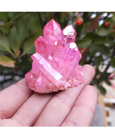 Choice of Gifts 70g Natural Angel Crystal Cluster Electroplating Titanium Coating Quartz Cluster Vibration Stone HOMEZHOU