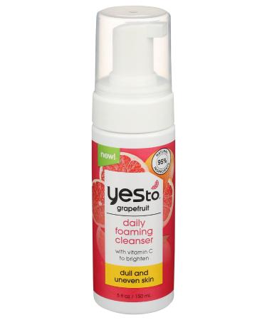 Yes To Grapefruit Daily Foaming Cleanser Brightening Face Wash That Removes Make Up & Impurities Without Stripping Skin & Leaves You Glowing With Vitamin C Natural Vegan & Cruelty Free 4 Fl Oz