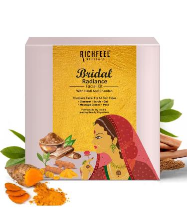 Richfeel Bridal Radiance Facial Kit - Haldi & Chandan Blend for Lasting Bridal Glow Tan Removal Instant Brightening |30 g
