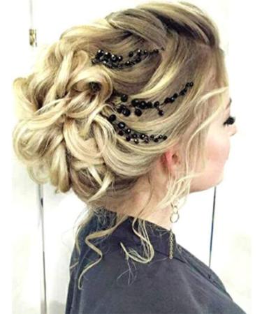 YERTTER 3Pcs Black Beads Hair Pins Wedding Hair Pins Bobby Pin Clips Bridal Hair Pieces Prom Halloween Gothic Hair Pins for Women Accessories for Brides and Bridesmaids
